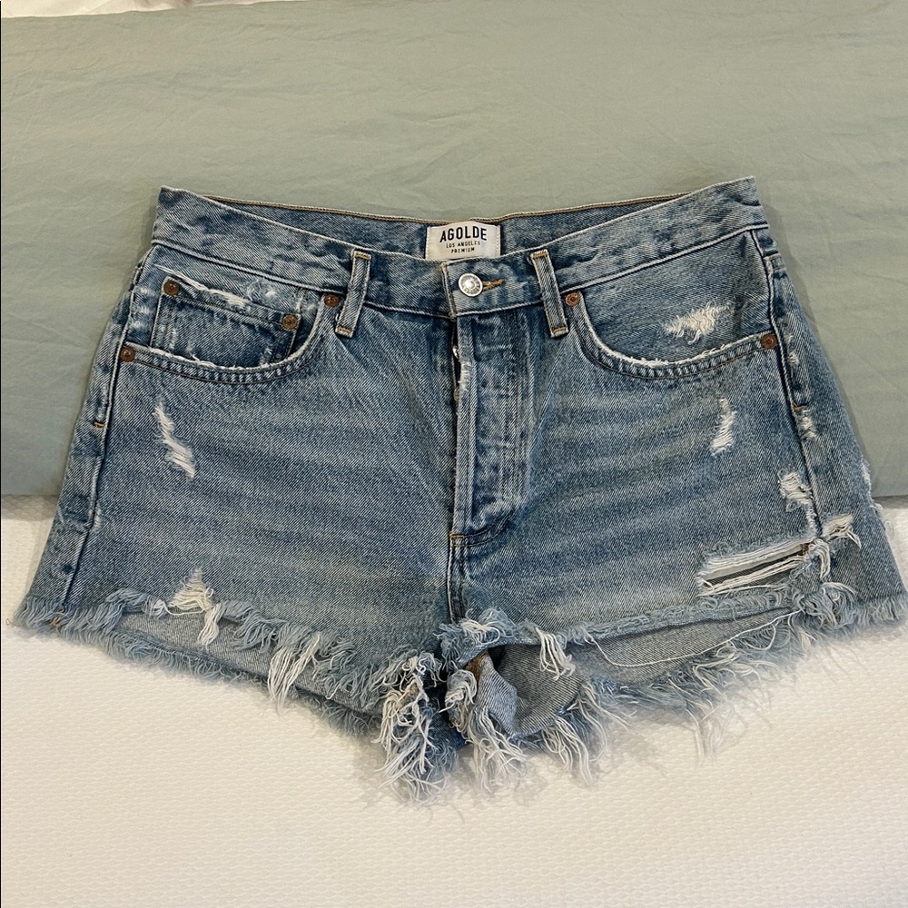 Agolde Parker Shorts Light Wash Sz 28